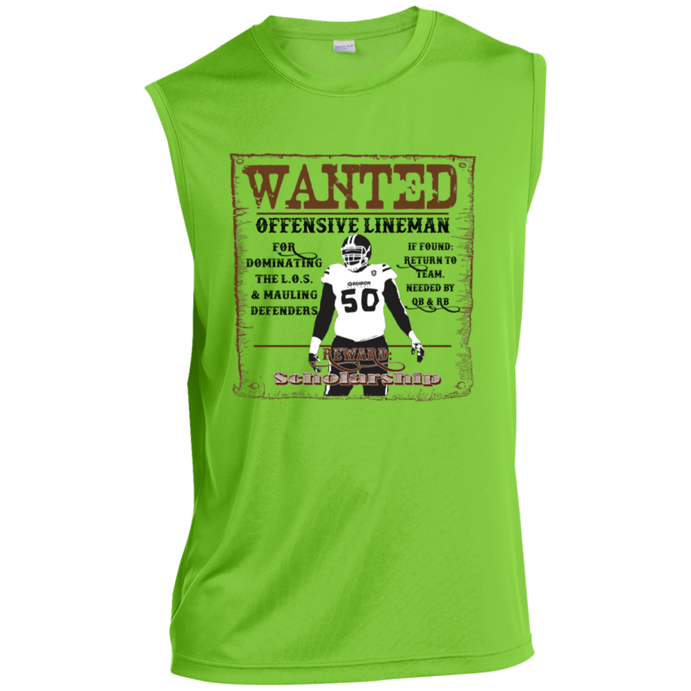 WANTED: LINEMAN Sleeveless Performance Shirt