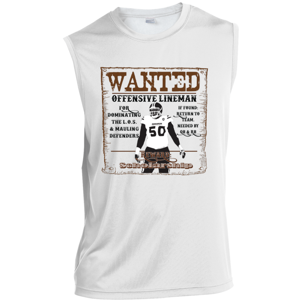 WANTED: LINEMAN Sleeveless Performance Shirt